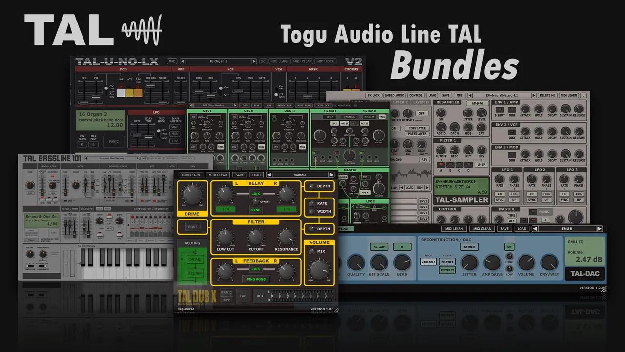 Togu Audio Line TAL Bundles (BassLine-101, Dac, Dub-X, Mod, Sampler, U-NO-LX) Win, Mac